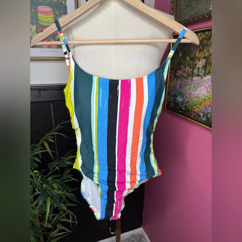 NWT Anne Cole Women’s Clearwater Colorful Stripe One Piece Swimsuit Sz 6